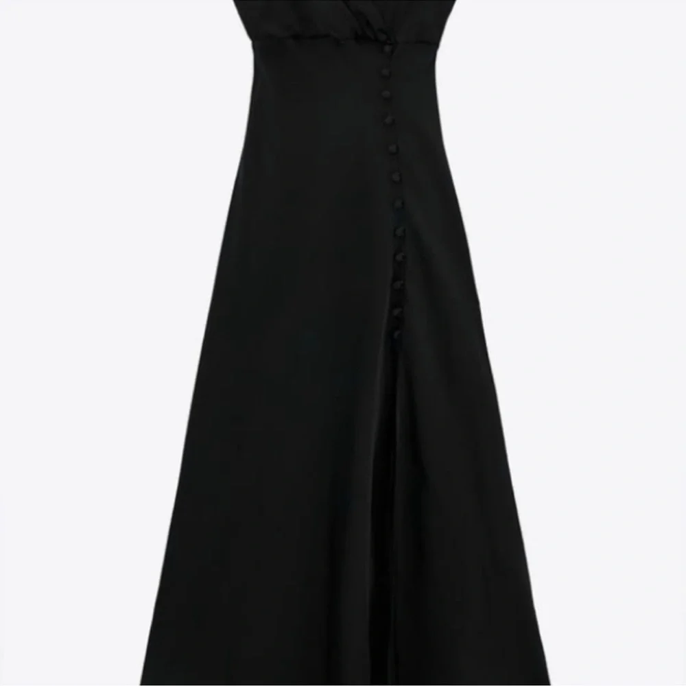 NEW! Zara Black Satin Midi Dress - Picture 5 of 8